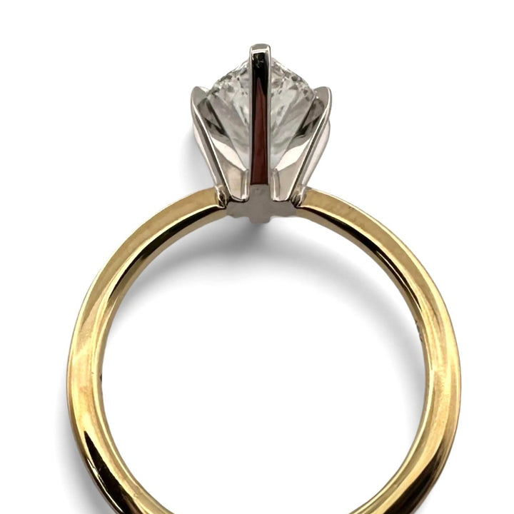 IGI Graded 2.54ct Marquise Cut Lab-Grown Diamond Solitaire Engagement Ring in 18k Two-Tone Gold