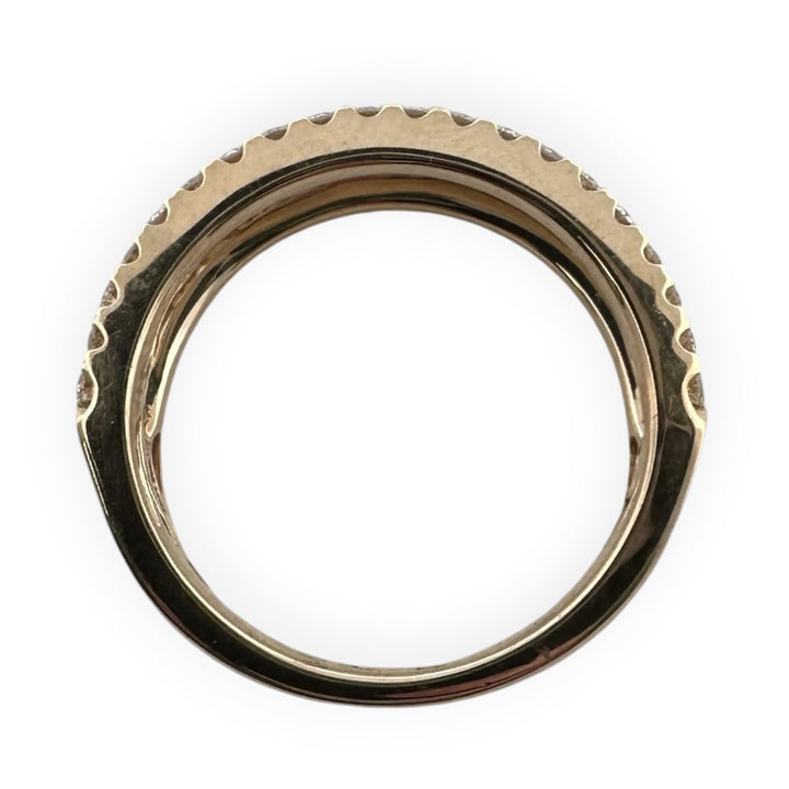 0.88ctw Round Brilliant Diamond 3-Row Cocktail Ring in 14k Yellow Gold