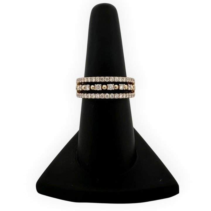 0.88ctw Round Brilliant Diamond 3-Row Cocktail Ring in 14k Yellow Gold