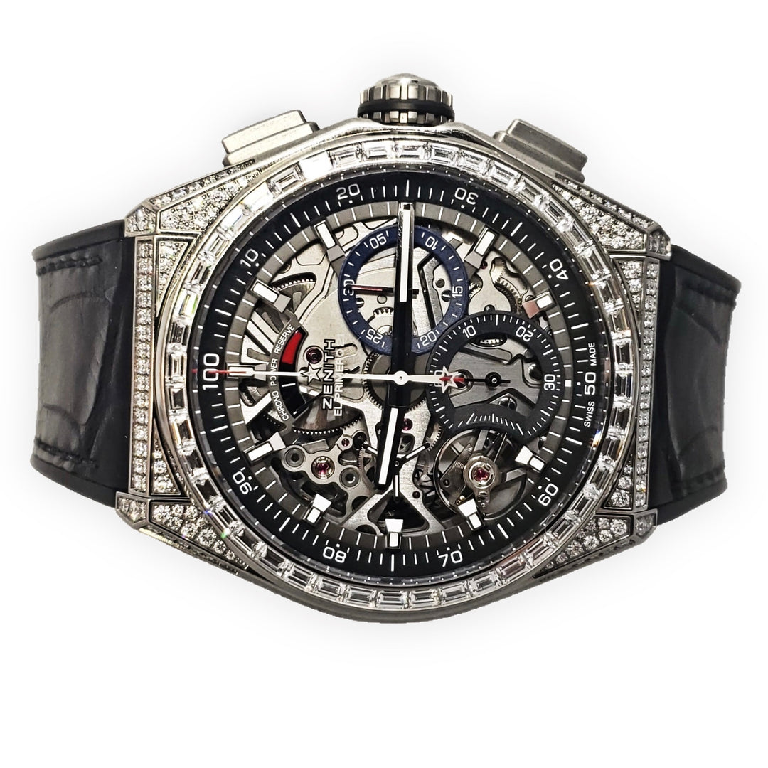 Zenith Defy El Primero 21 Chronograph Diamond Black Skeletal Dial Titanium Watch