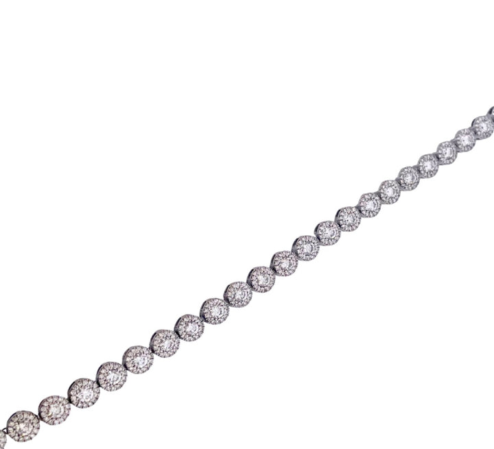14k white gold diamond halo brace;et
