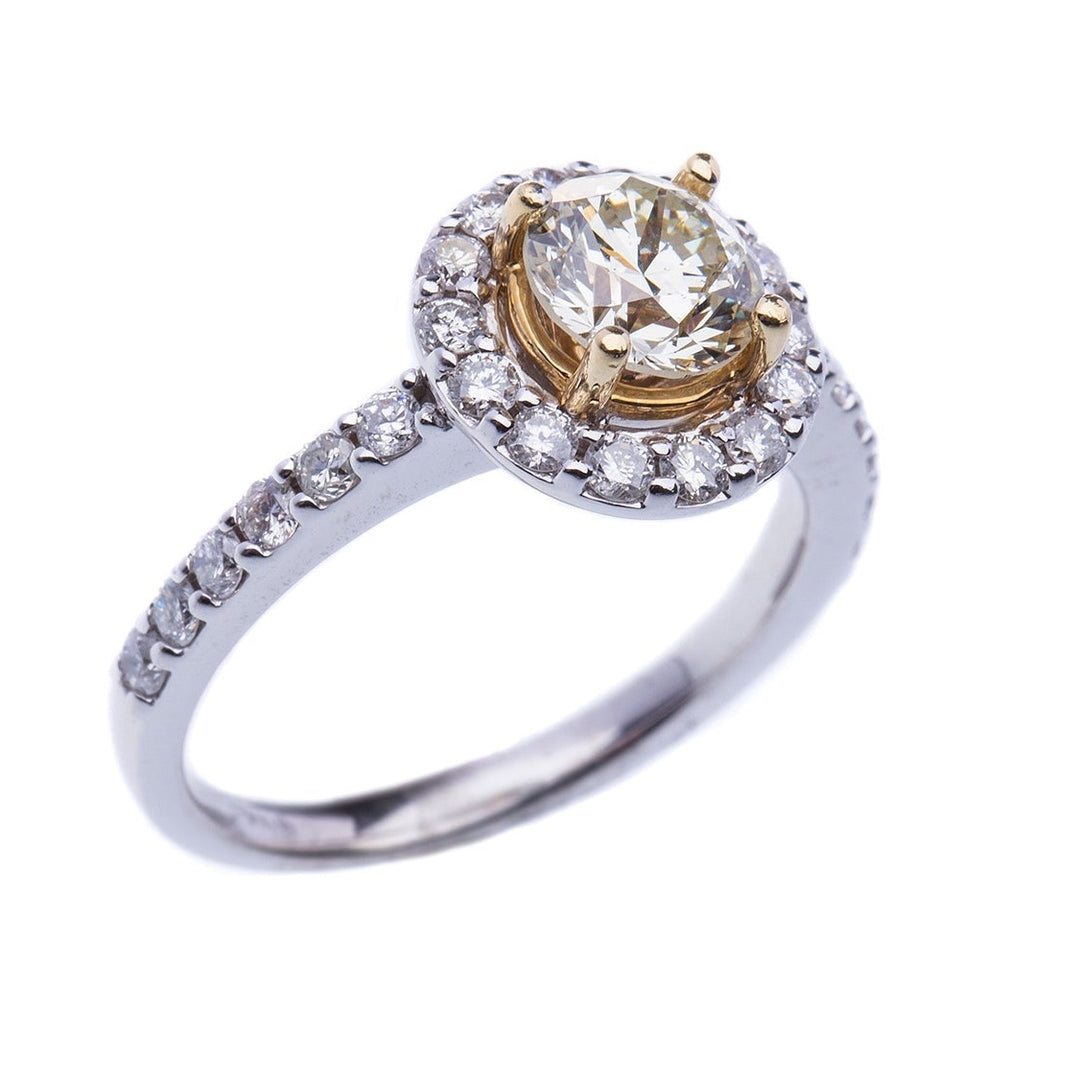 1.52ctw Round Brilliant Diamond Halo Engagement Ring