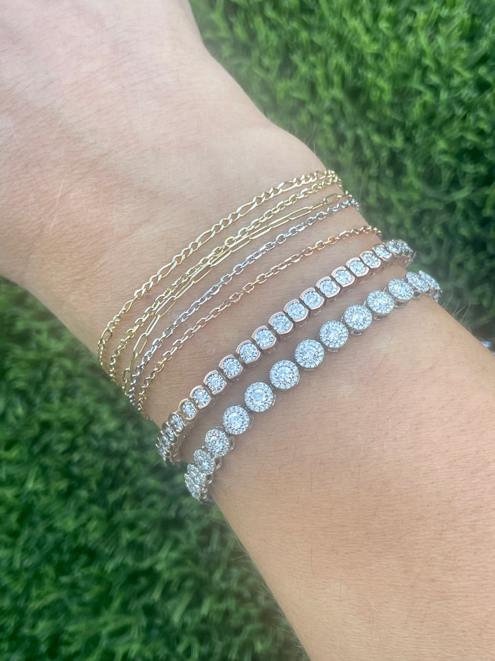 Diamond Halo Tennis Bracelet in 14k White Gold