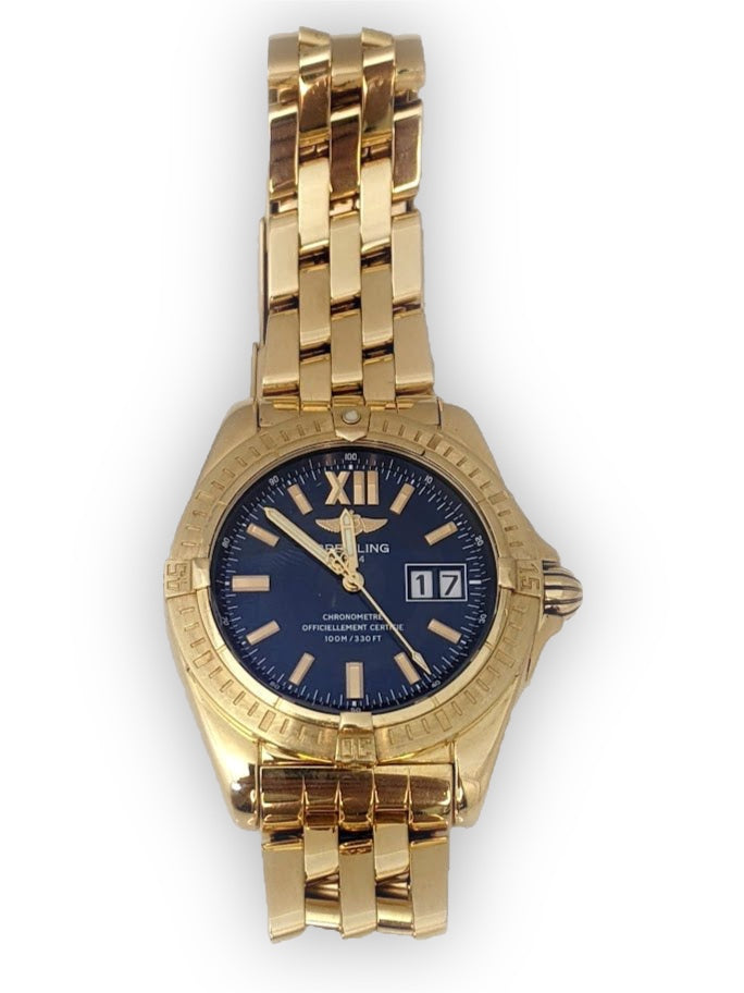 Breitling Cockpit Blue Dial 18K Yellow Gold