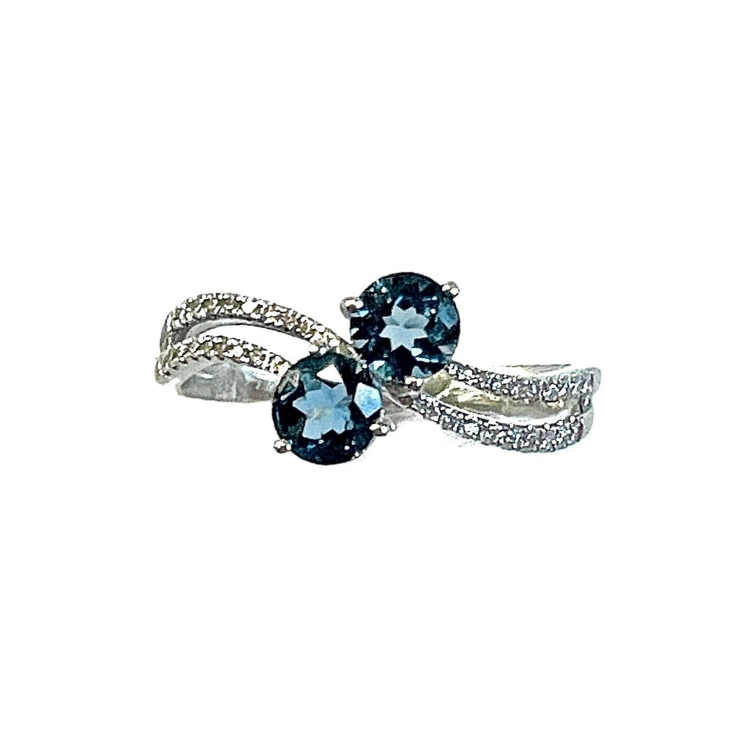 Beautiful Blue Topaz and Diamond Ring