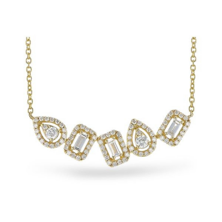 Stunning Emerald & Pear Cut Diamond Halo Necklace