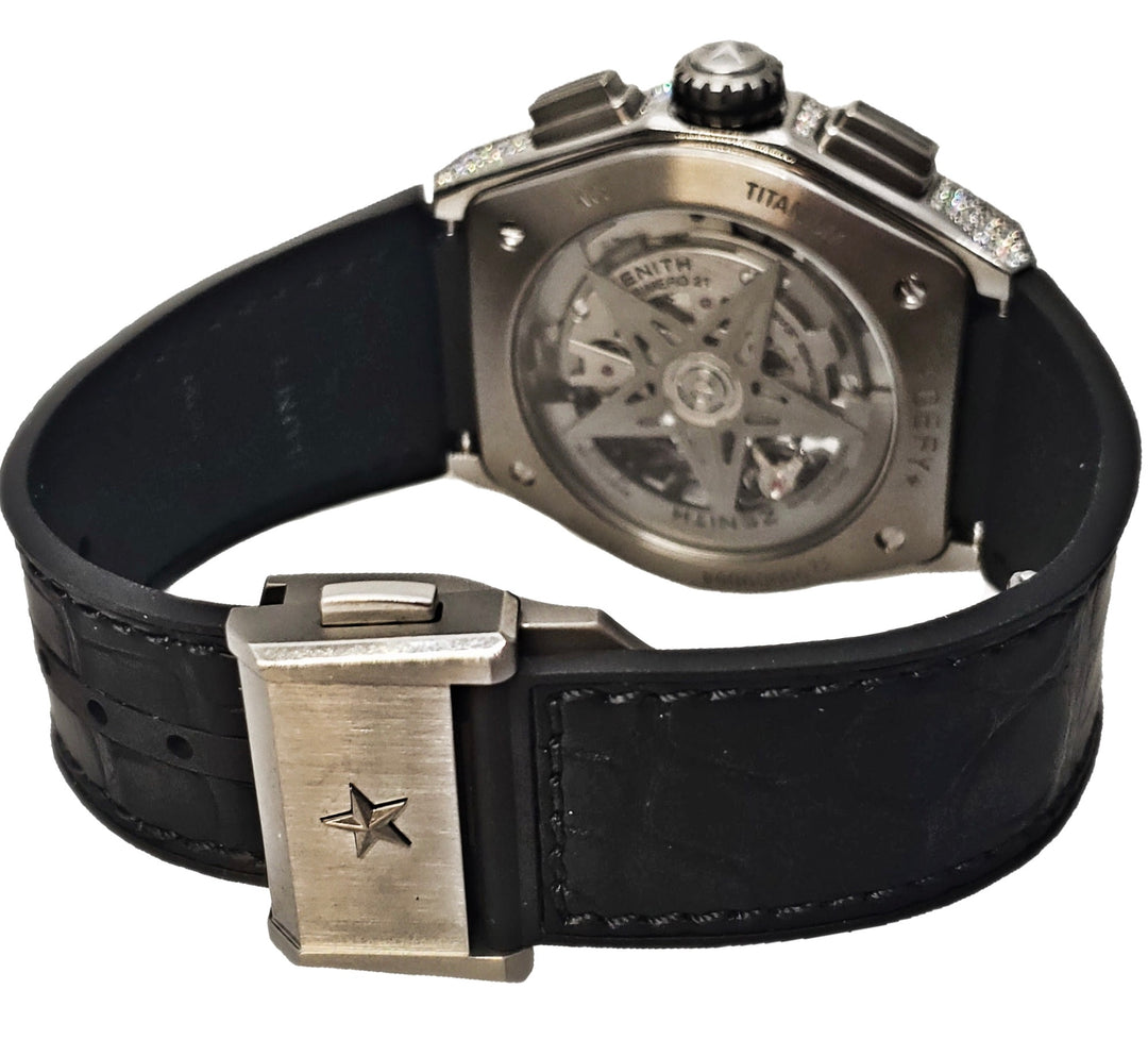 Zenith Defy El Primero 21 Chronograph Diamond Black Skeletal Dial Titanium Watch