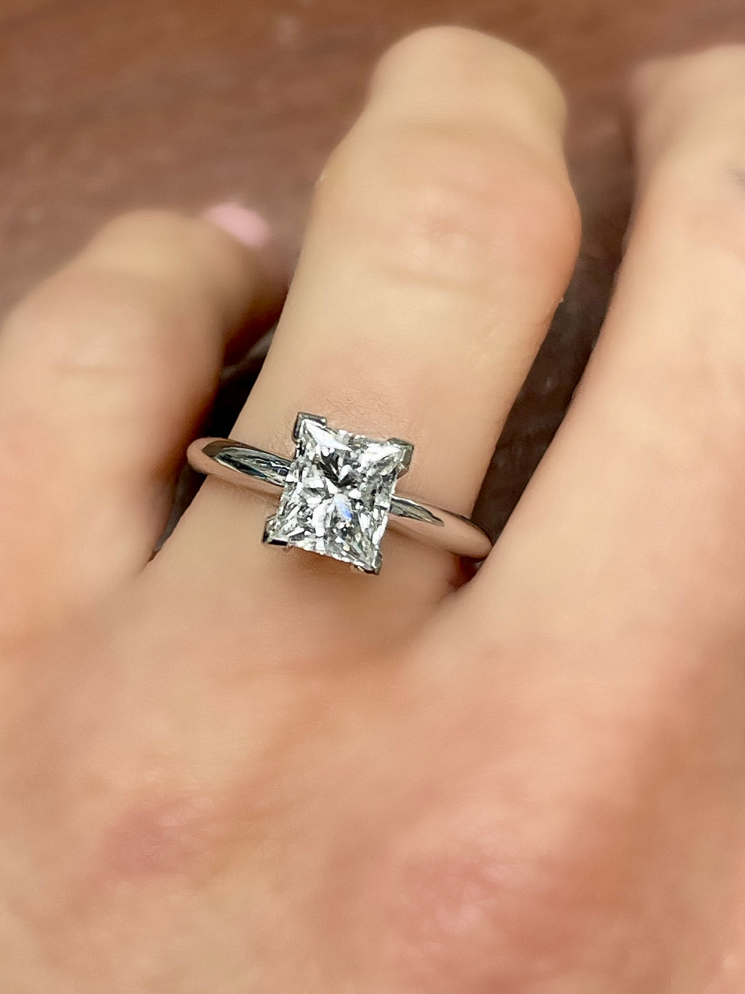 1.78 Carat Rare Elongated Princess Cut Solitaire Engagement Ring