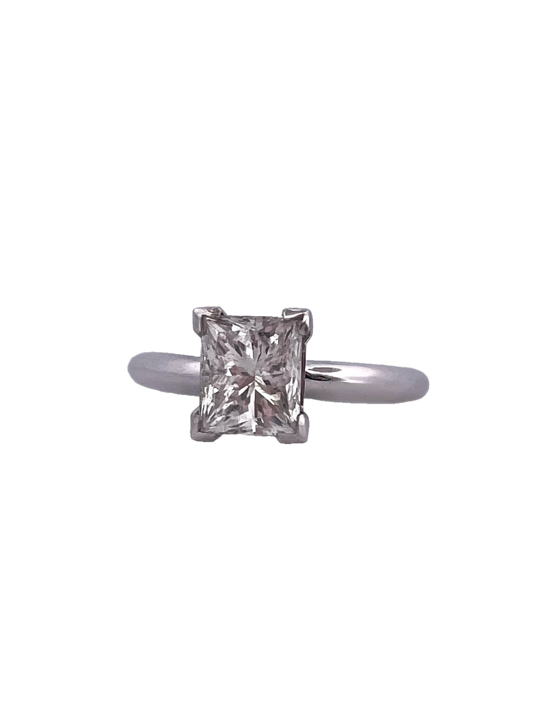 1.78 Carat Rare Elongated Princess Cut Solitaire Engagement Ring