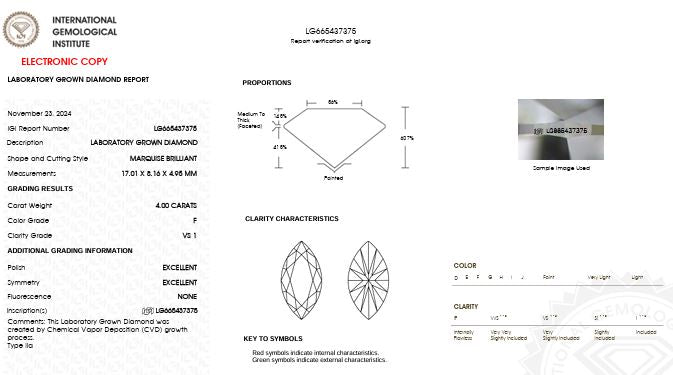 IGI Graded 4ct Marquise with Round Brilliant Lab-Grown Diamond Double Hidden Halo Engagement Ring in 14k White Gold