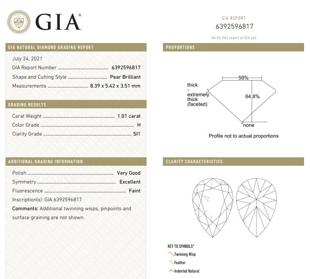 GIA Graded 1.01cts Pear with Round Brilliants Natural Diamond Engagement Ring in 14k White Gold