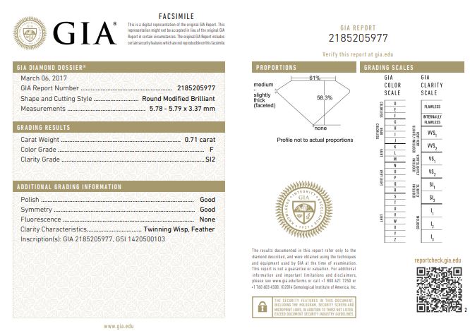 GIA Graded 0.71ct Round Modified Brilliant Center Natural Diamond Engagement Ring in 18k White Gold