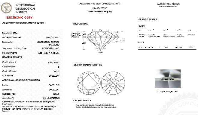 IGI Graded 1.56ct Round Brilliant Center Lab-Grown Diamond Engagement Ring in 14k Yellow Gold