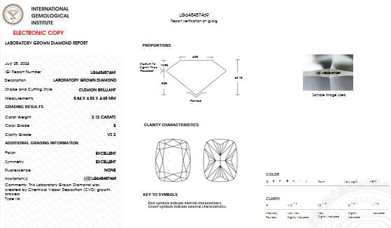 IGI Graded 3.06ct Cushion Cut Lab-Grown Diamond Bezel-Set Solitaire Engagement Ring in 14k White Gold
