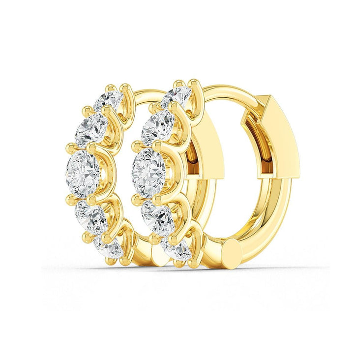 1.05ctw Graduated Round Brilliant Lab-Grown Diamond Huggie Hoop Earrings in 14k Yellow Gold