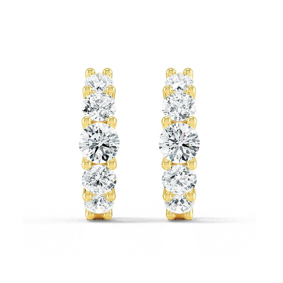 1.05ctw Graduated Round Brilliant Lab-Grown Diamond Huggie Hoop Earrings in 14k Yellow Gold