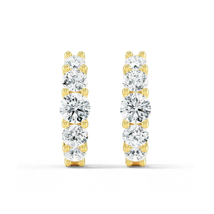 1.05ctw Graduated Round Brilliant Lab-Grown Diamond Huggie Hoop Earrings in 14k Yellow Gold