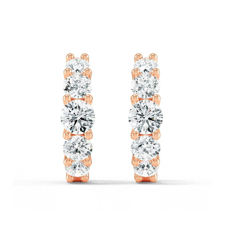 1.05ctw Graduated Round Brilliant Lab-Grown Diamond Huggie Hoop Earrings in 14k Rose Gold
