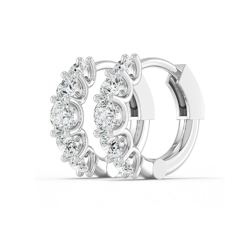 1.05ctw Graduated Round Brilliant Lab-Grown Diamond Huggie Hoop Earrings in 14k White Gold