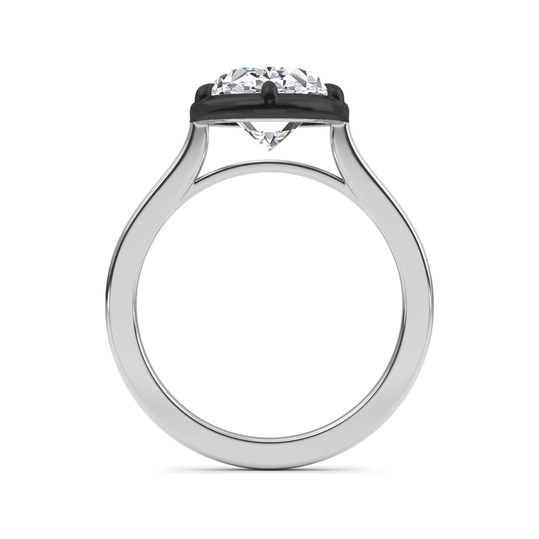 3.06ct Oval Lab-Grown Diamond Solitaire Collet-Set Engagement Ring in 14k White Gold