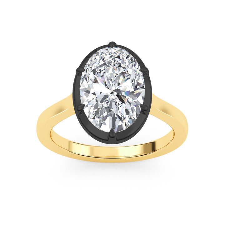 3.06ct Oval Lab-Grown Diamond Solitaire Collet-Set Engagement Ring in 14k Yellow Gold