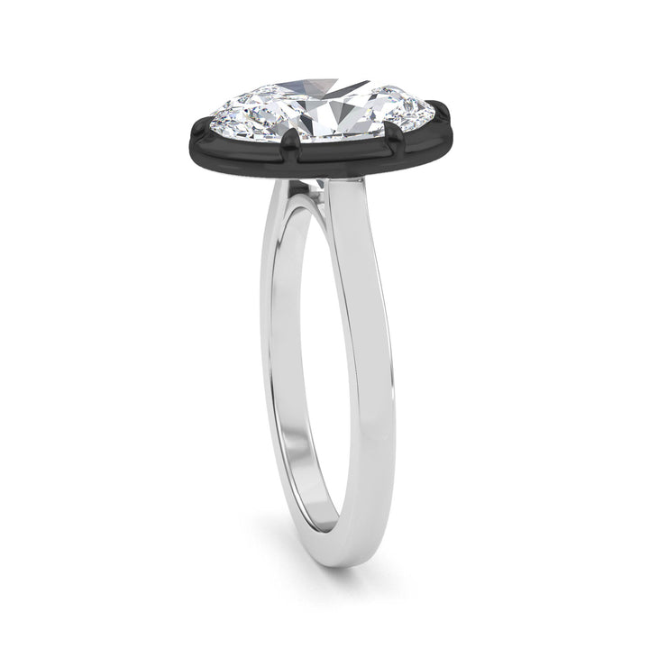3.06ct Oval Lab-Grown Diamond Solitaire Collet-Set Engagement Ring in 14k White Gold