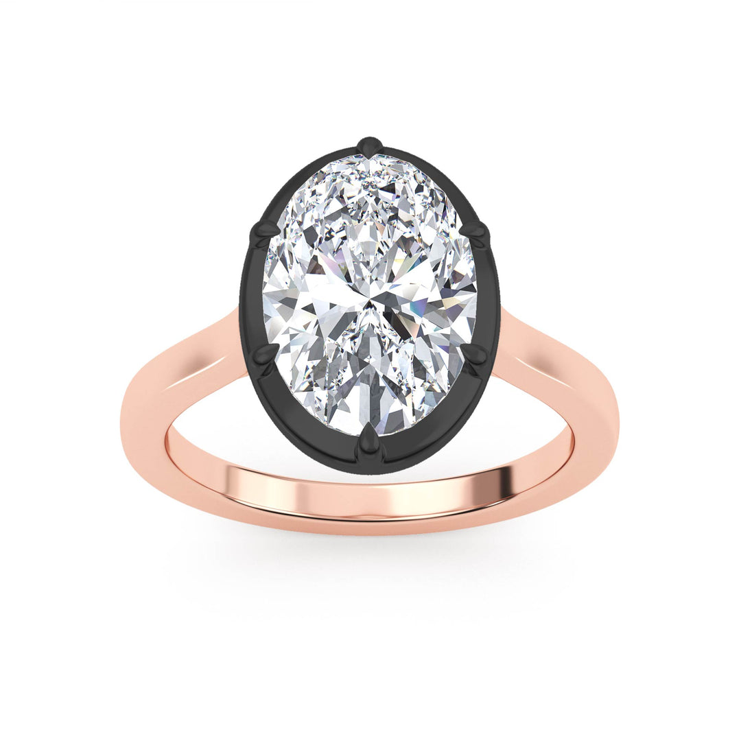 3.06ct Oval Lab-Grown Diamond Solitaire Collet-Set Engagement Ring in 14k Rose Gold