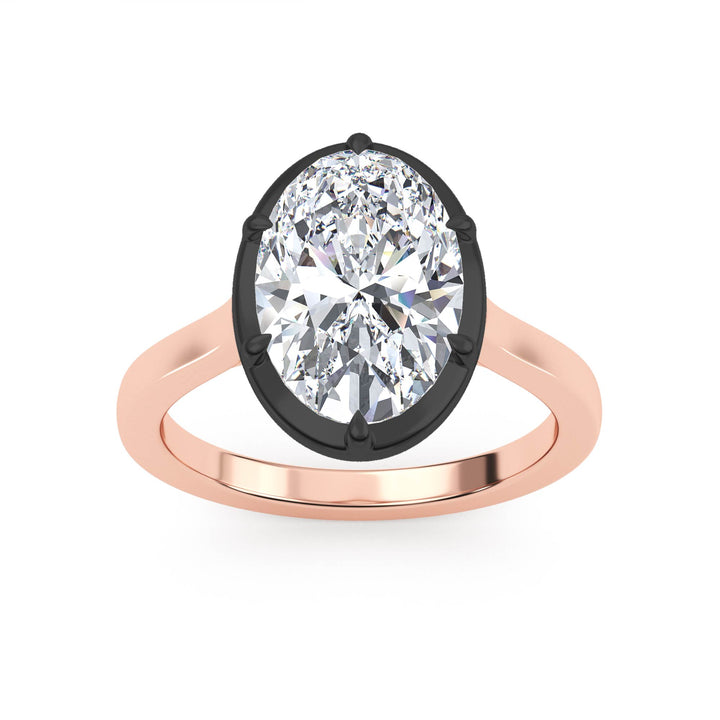3.06ct Oval Lab-Grown Diamond Solitaire Collet-Set Engagement Ring in 14k Rose Gold