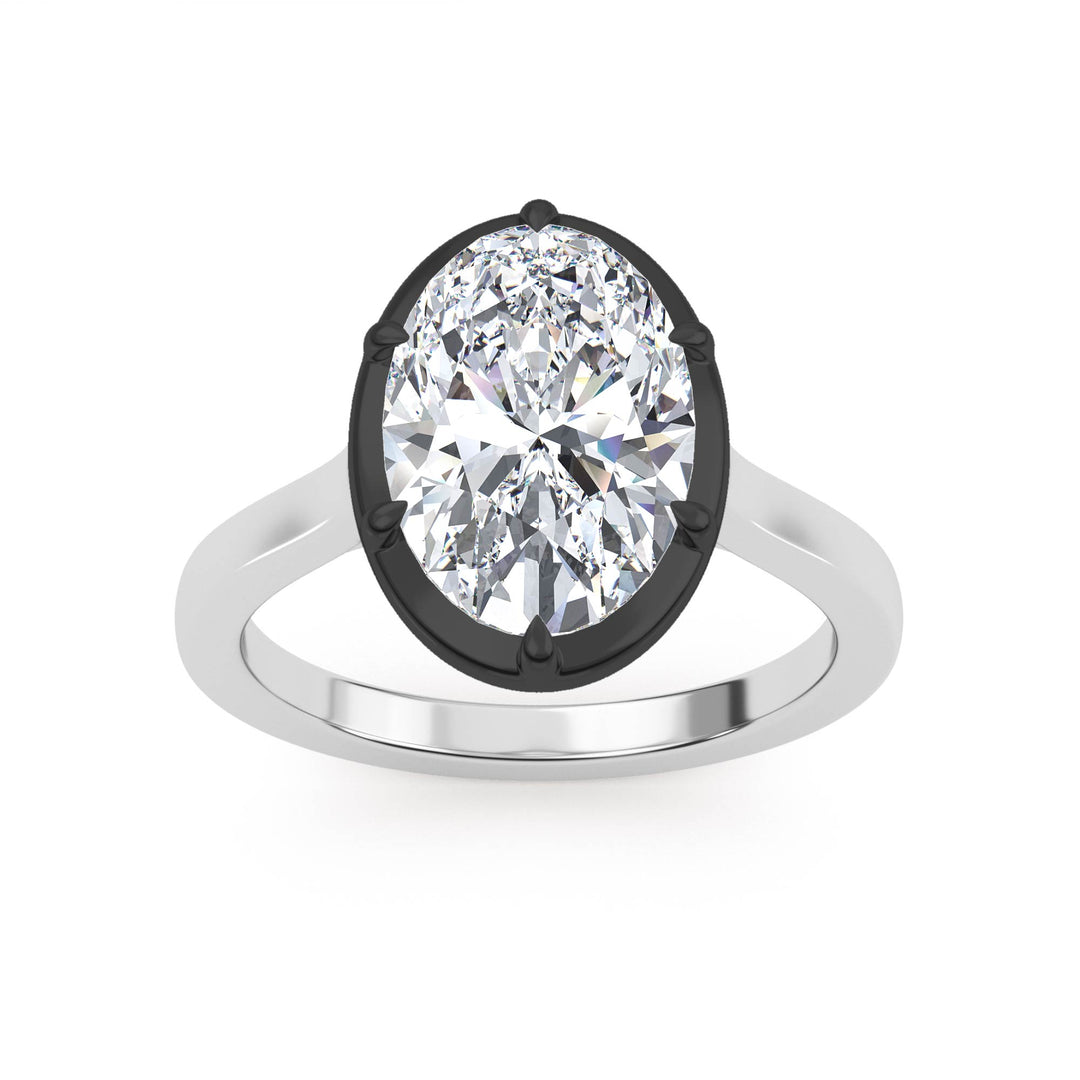 3.06ct Oval Lab-Grown Diamond Solitaire Collet-Set Engagement Ring in 14k White Gold