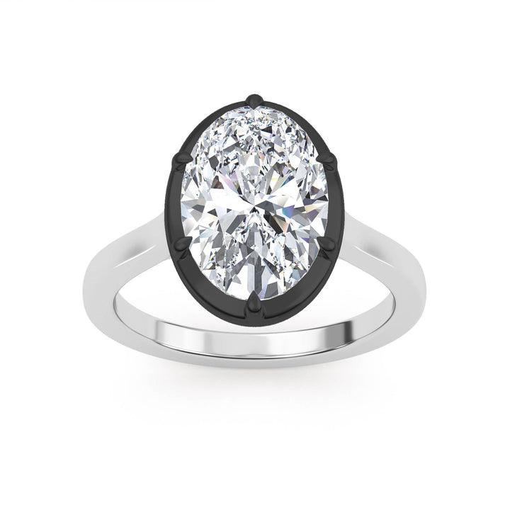 3.06ct Oval Lab-Grown Diamond Solitaire Collet-Set Engagement Ring in 14k White Gold