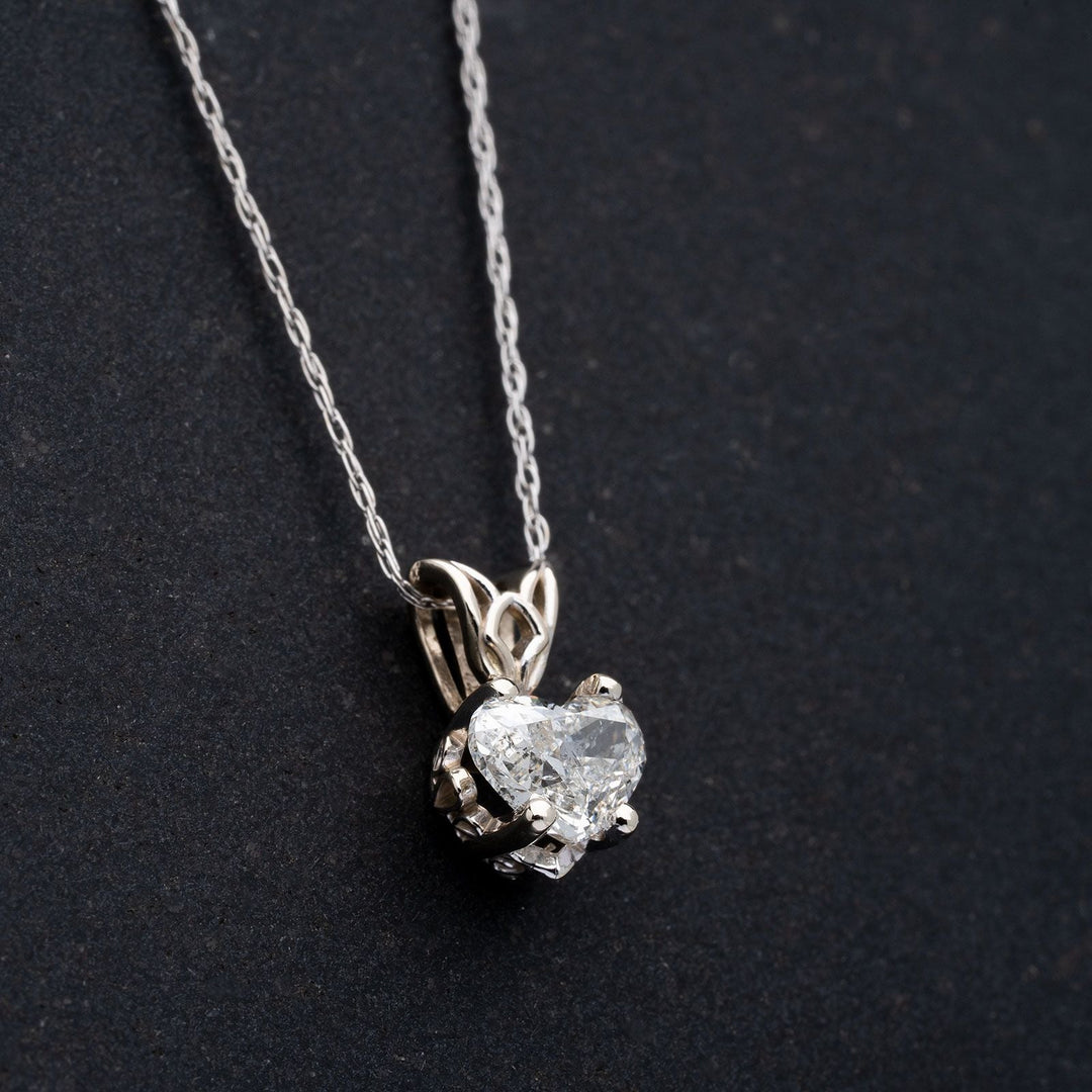 0.55ct Heart Shaped Diamond Pendant Necklace - Elite Fine Jewelers