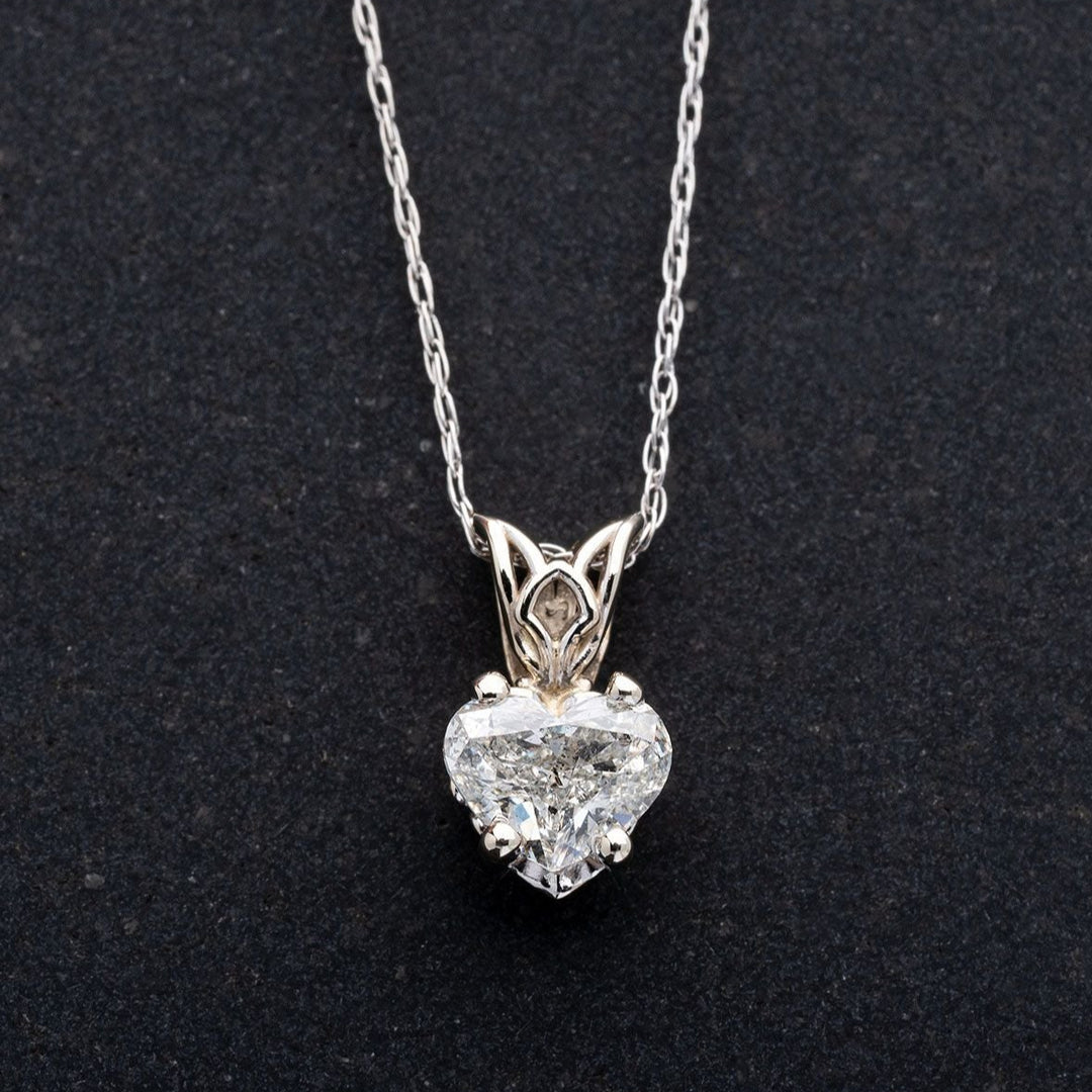 0.55ct Heart Shaped Diamond Pendant Necklace - Elite Fine Jewelers