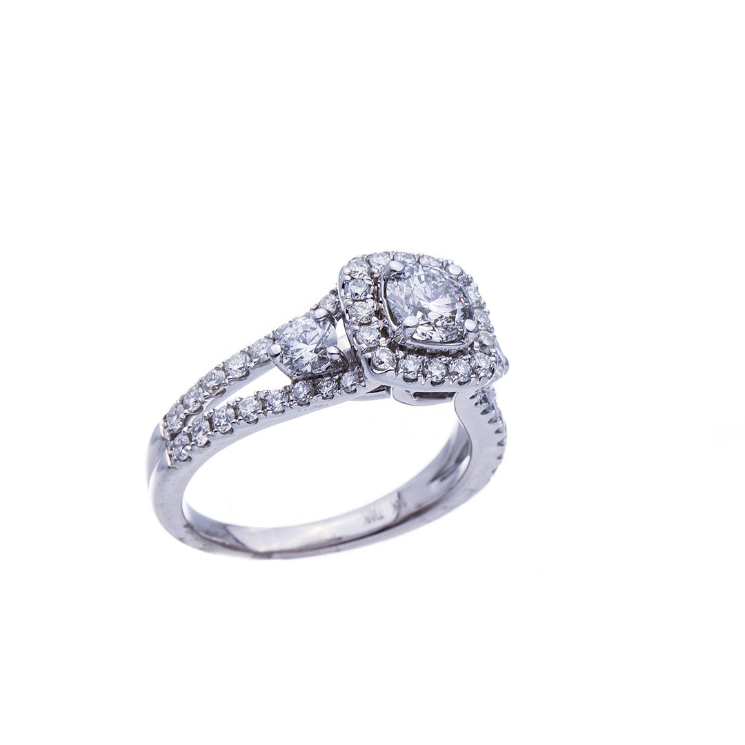 0.60ct Round Brilliant set in Halo Split Shank Engagement Ring - Elite Fine Jewelers