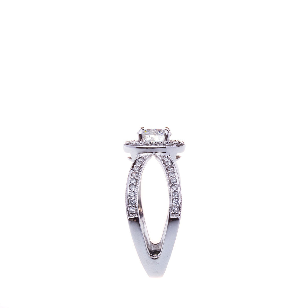 0.64ct Diamond set in Halo Split Shank Engagement Ring - Elite Fine Jewelers