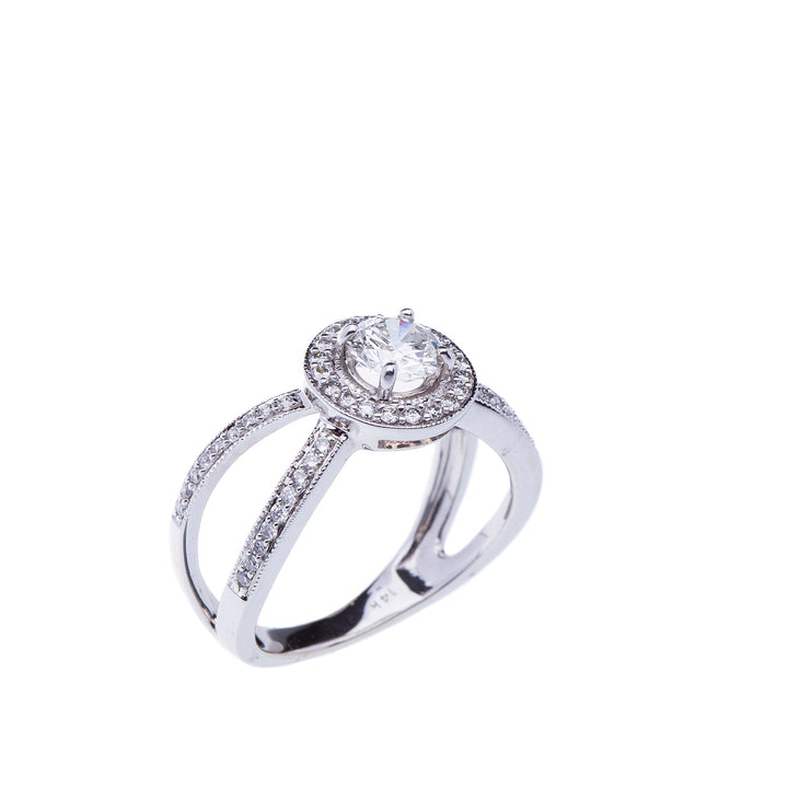 0.64ct Diamond set in Halo Split Shank Engagement Ring - Elite Fine Jewelers