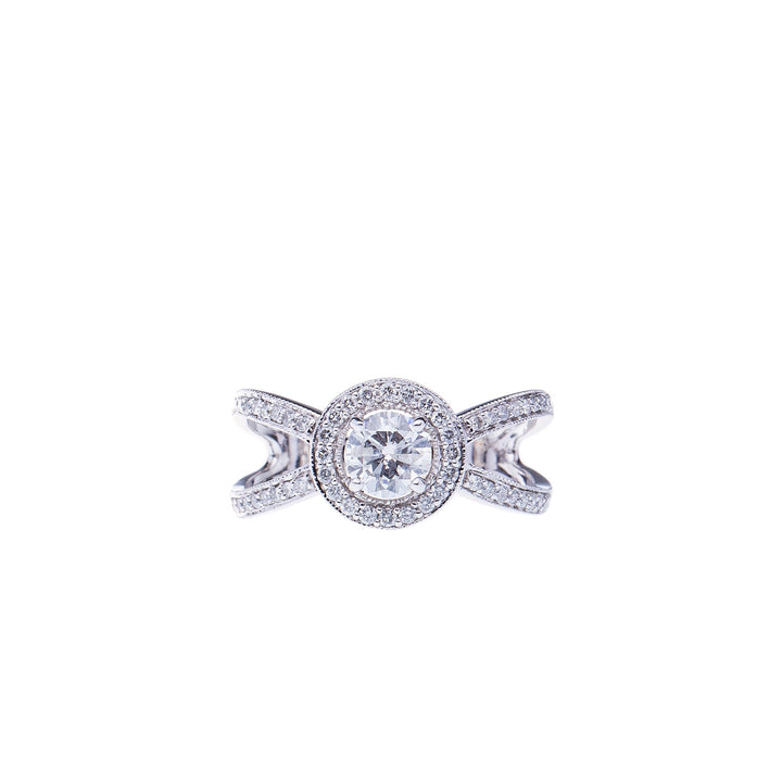 0.64ct Diamond set in Halo Split Shank Engagement Ring - Elite Fine Jewelers