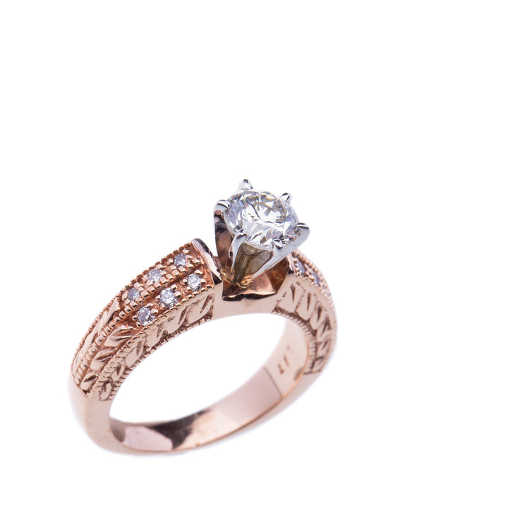 0.89ct Diamond EGL certified on Rose Gold Engagement Ring - Elite Fine Jewelers