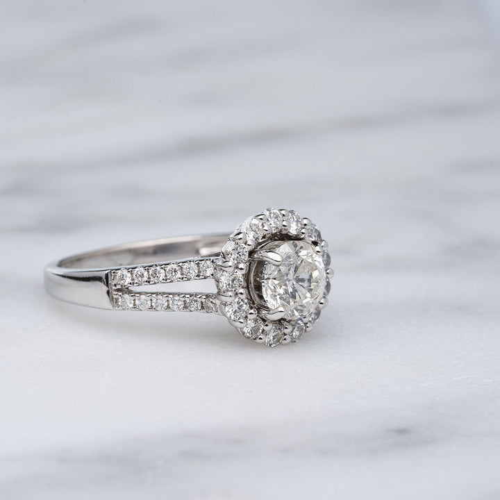 0.93ct Diamond set in Halo Engagement Ring - Elite Fine Jewelers