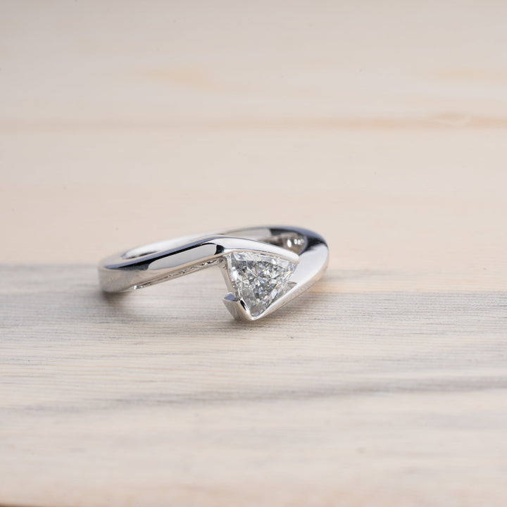 1 Carat Trillion Diamond in Bypass Diamond Engagement Ring - Elite Fine Jewelers