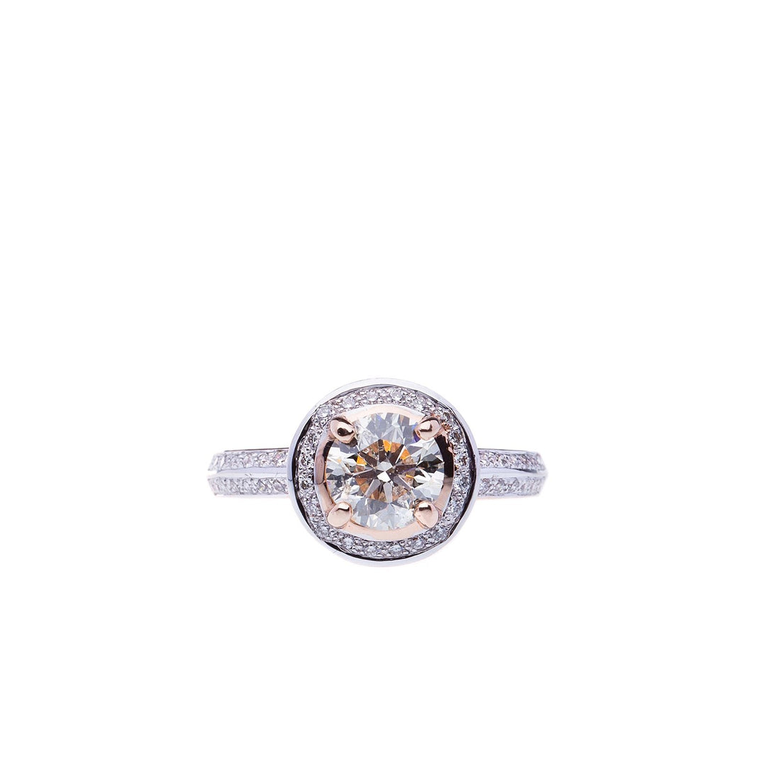 1.08cts Diamond set in 14k Rose Gold, Halo Engagement Ring - Elite Fine Jewelers