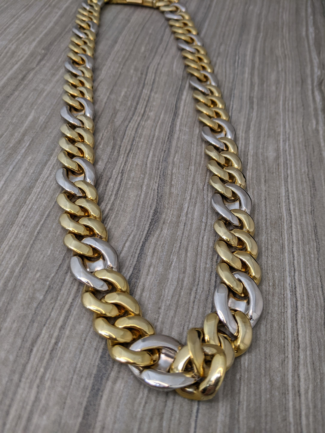 10k two tone diamond Gucci style Cuban chain - Elite Fine Jewelers