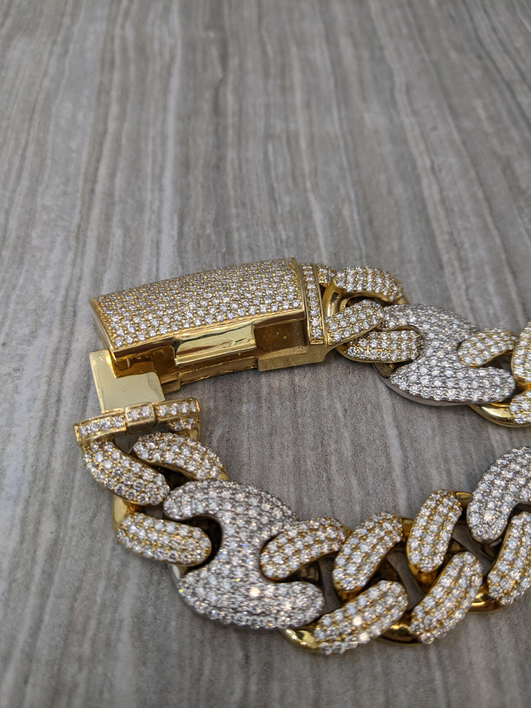 10k two tone diamond Gucci style Cuban chain - Elite Fine Jewelers