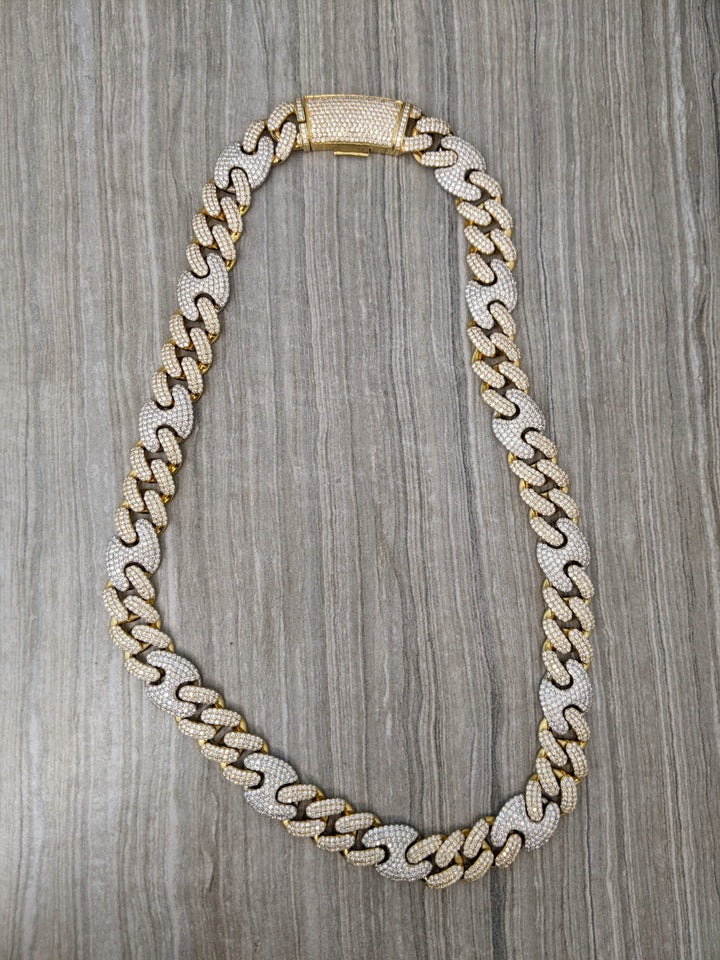 10k two tone diamond Gucci style Cuban chain - Elite Fine Jewelers