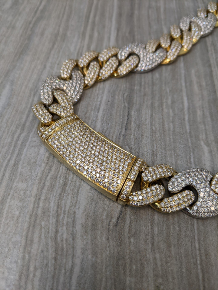 10k two tone diamond Gucci style Cuban chain - Elite Fine Jewelers
