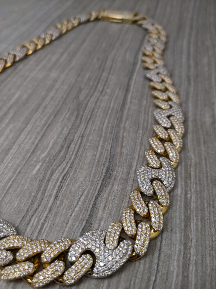 10k two tone diamond Gucci style Cuban chain - Elite Fine Jewelers