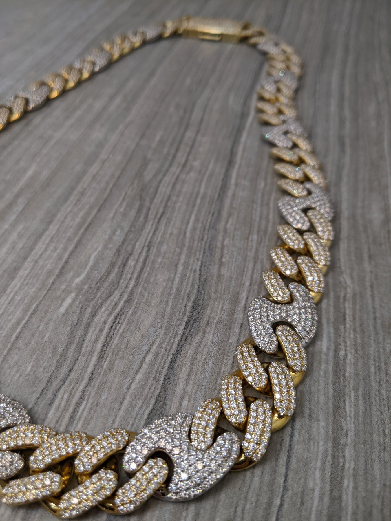 10k two tone diamond Gucci style Cuban chain Elite Fine Jewelers