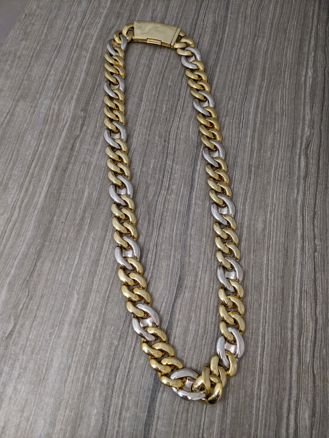 10K Two Tone Diamond Gucci Style Cuban Chain