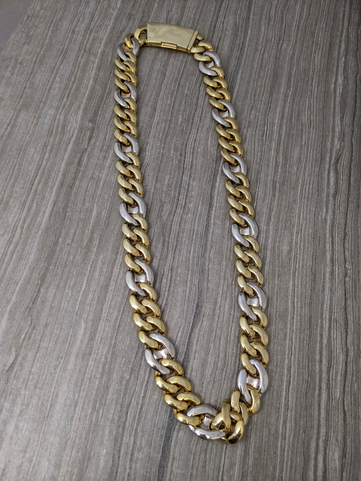 10k two tone diamond Gucci style Cuban chain - Elite Fine Jewelers