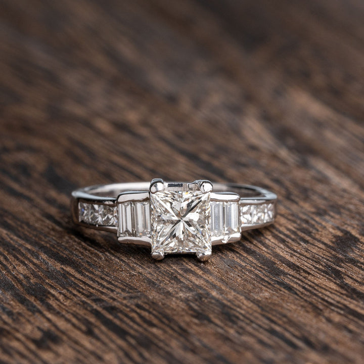 1.11 Princess Cut Diamond in Platinum Engagement Ring - Elite Fine Jewelers