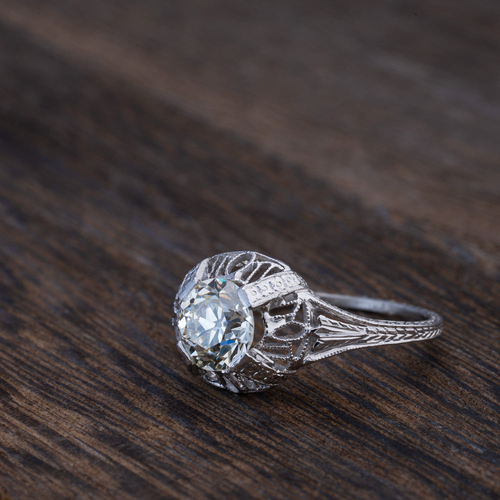 Art Deco 1.14cts Old European Diamond Solitaire Engagement Ring- Elite Fine Jewelers